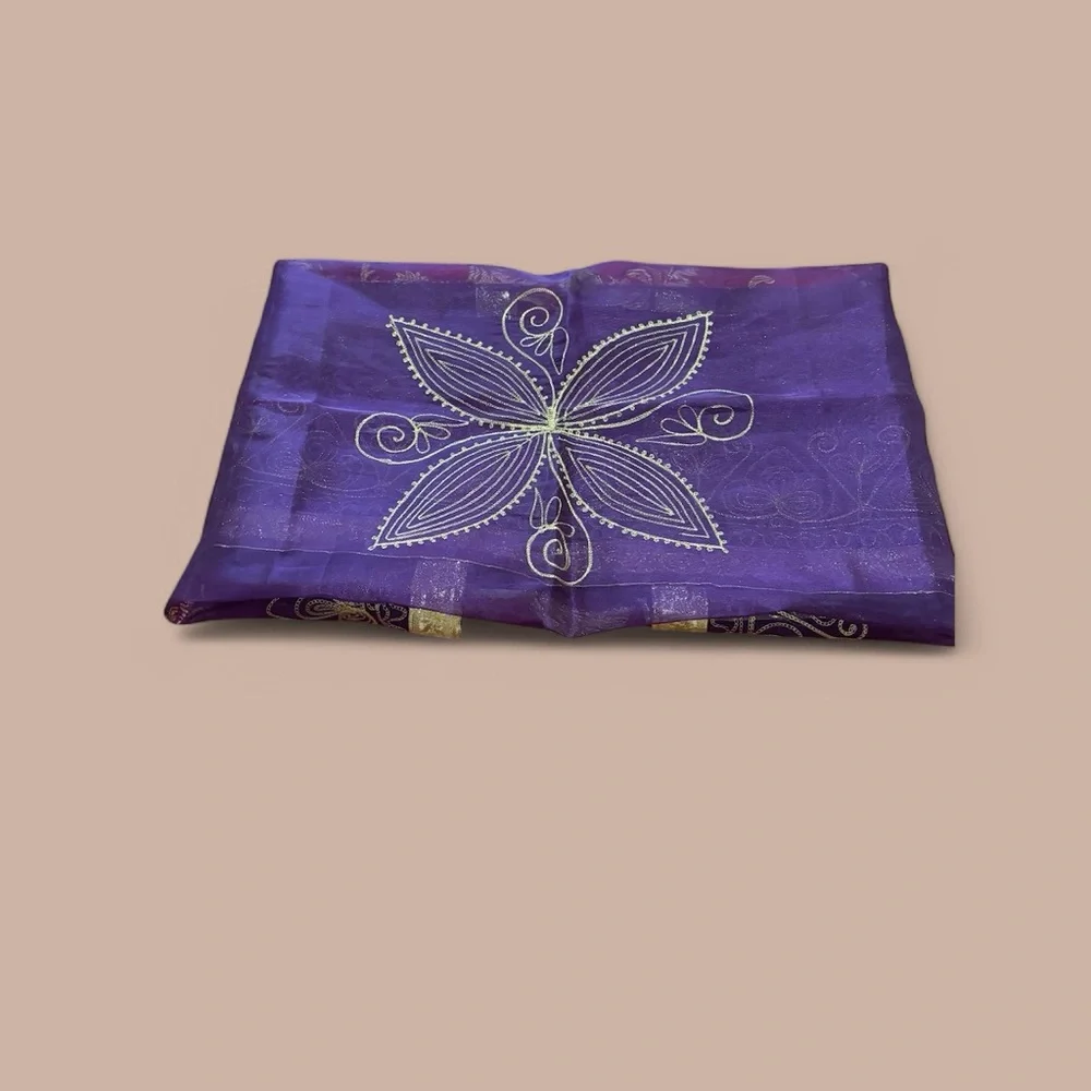 Square Hand Woven Table Cover with Beautiful Patterns and Tassels Purple/Gold
